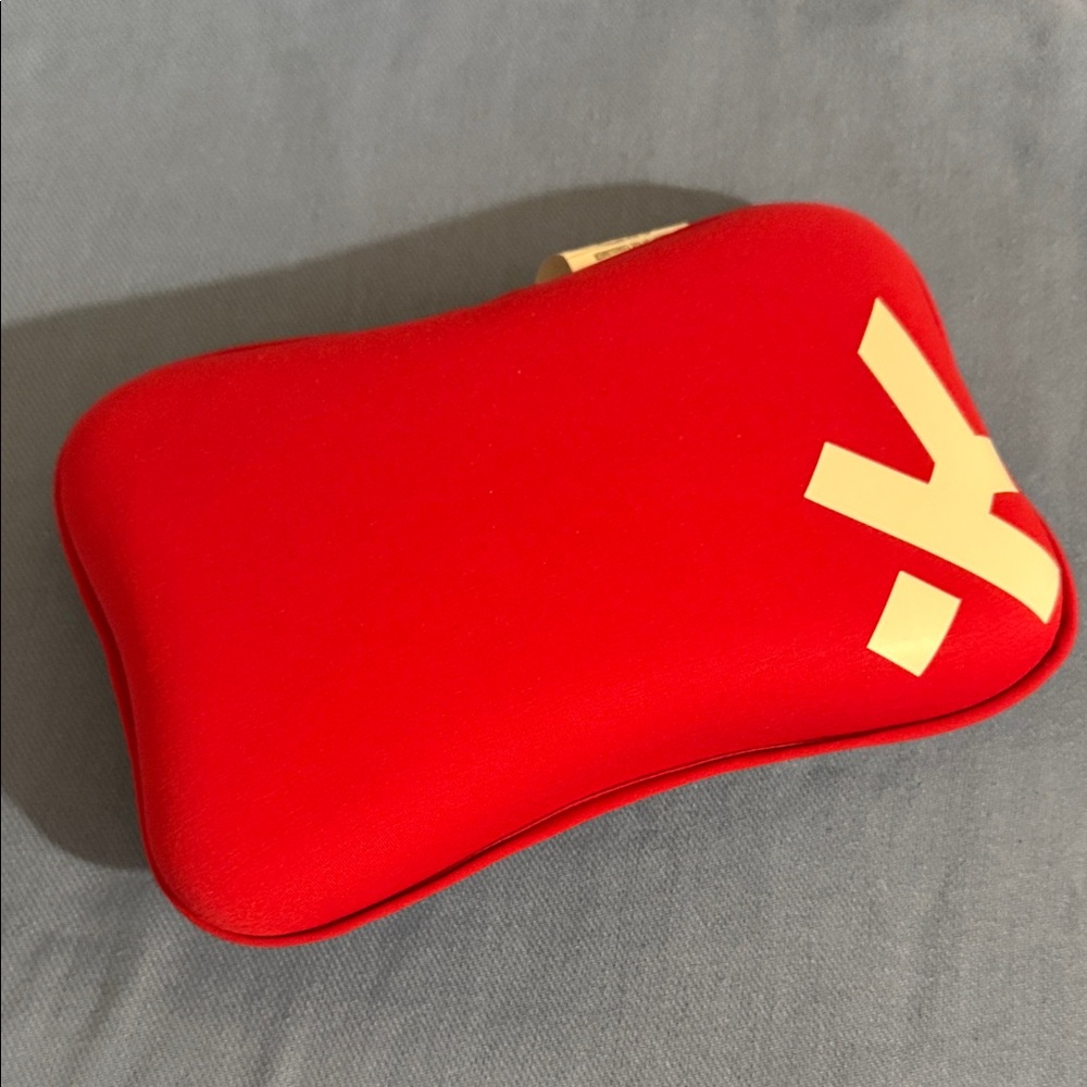 Off-White Vibrant Red Pillow with Iconic Mark